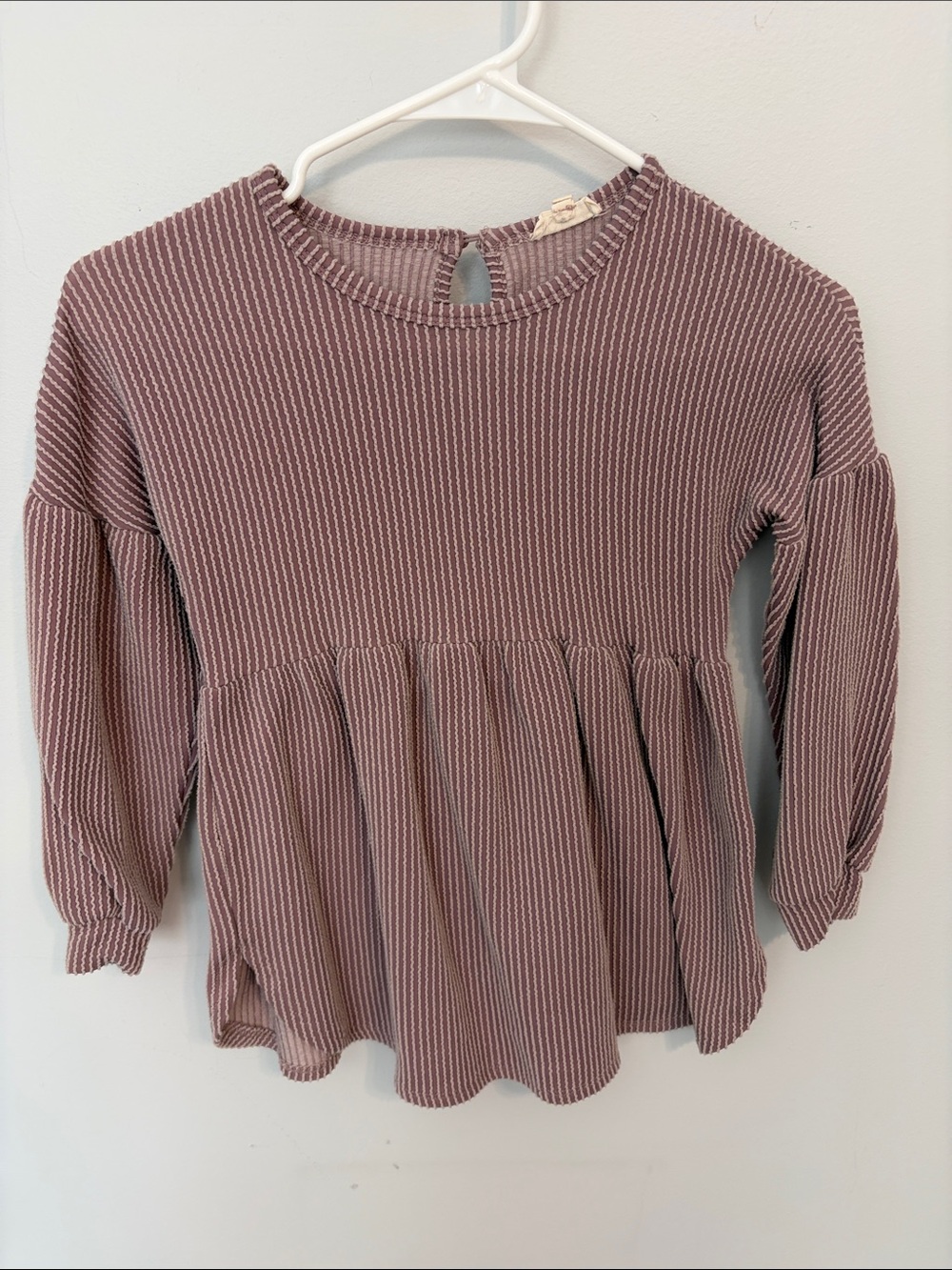 Hayden Girls Mauve Ribbed Peplum Long Sleeve Top